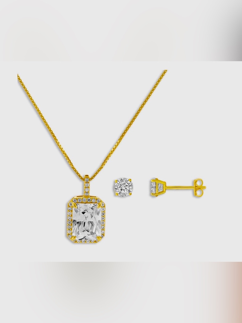 HOLIDAY LANE 2-Pc. Pave Emerald-Shaped Center Stone Pendant Necklace & Earrings - Picture 2 of 6